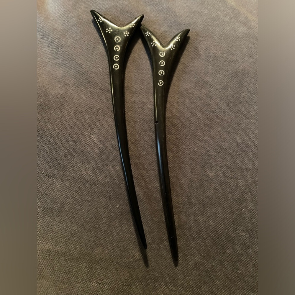 Colette Malouf Onyx with Silver Inlay hair sticks set